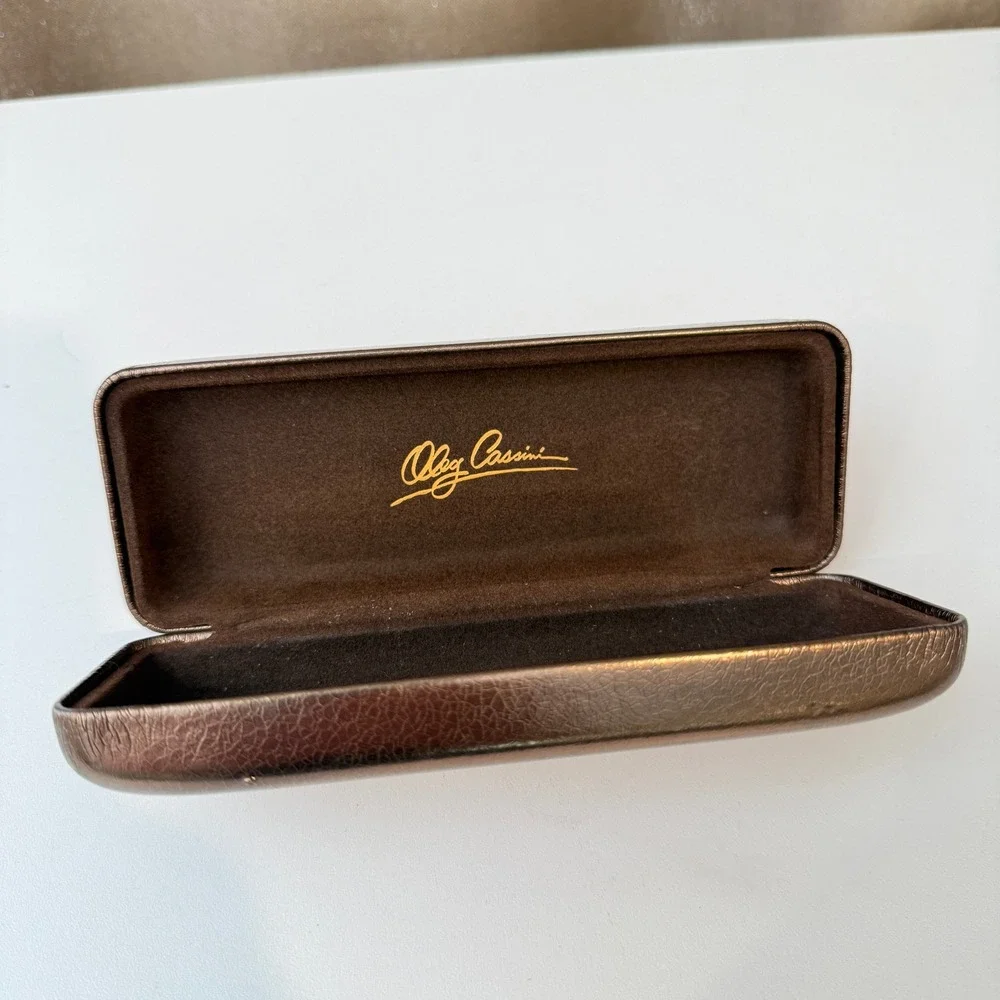 Oleg Cassini Metallic‎ Bronze Hard Shell Eyeglass Case Textured Designer Case